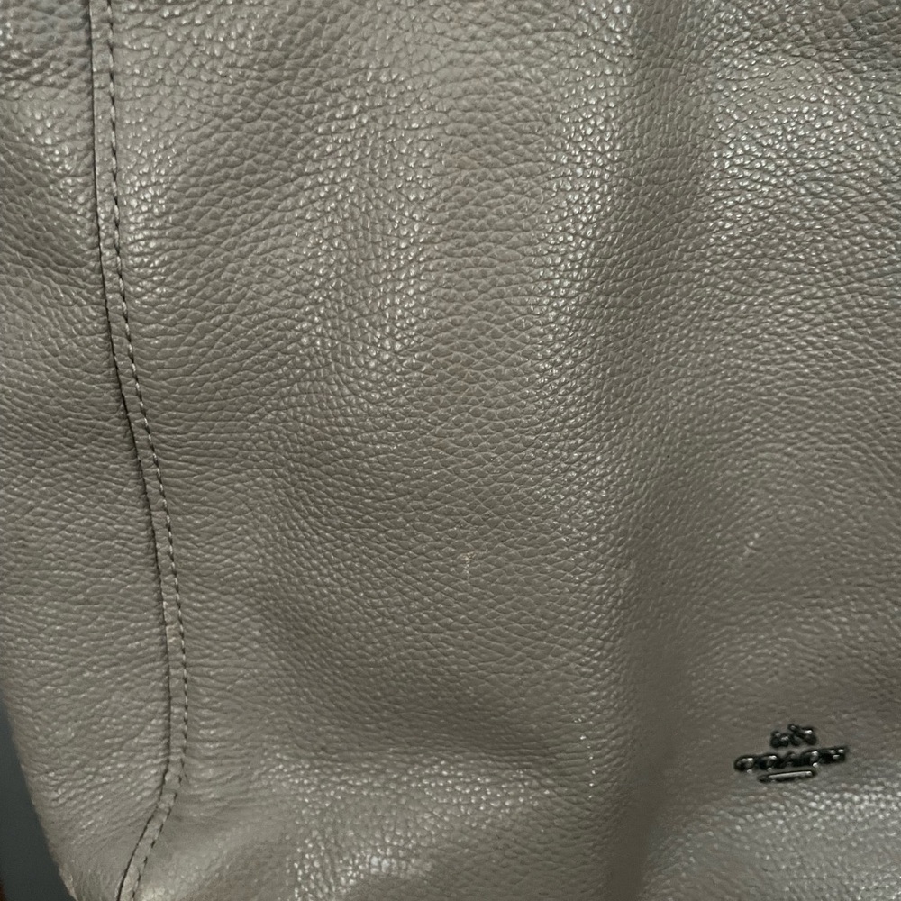 Coach Gray Leather Tote with Chain Handles and Turnlock - Picture 5 of 16